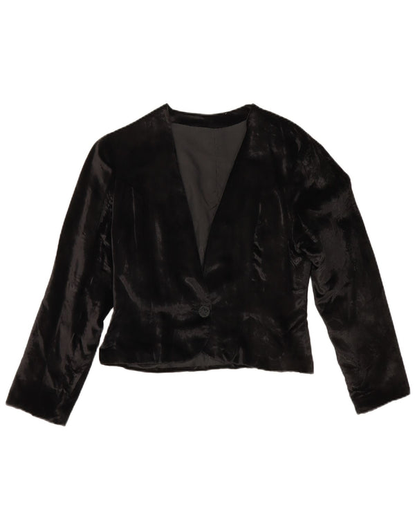 Vintage ženska baršunasta bolero jakna UK 10 Mala crna