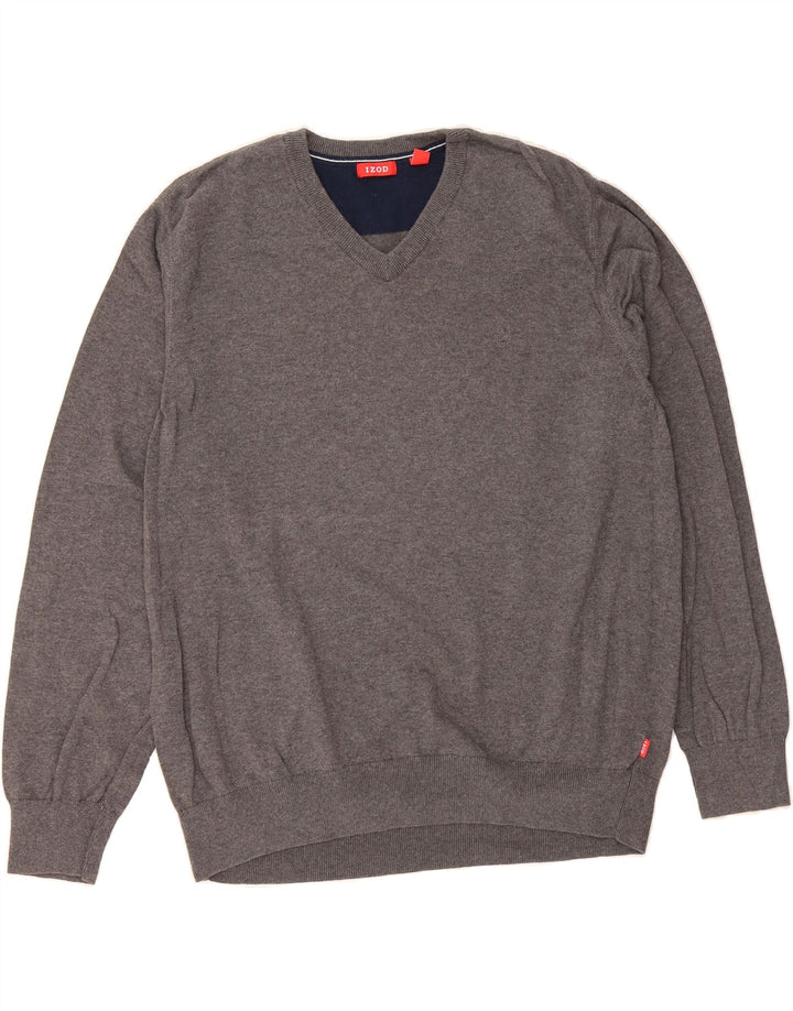 IZOD Mens V-Neck Jumper Sweater XL Grey Cotton Vintage Izod and Second-Hand Izod from Messina Hembry 