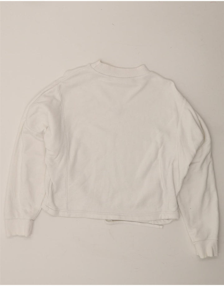 REEBOK Womens Oversized Crop Sweatshirt Jumper UK 12/14  Medium White Vintage Reebok and Second-Hand Reebok from Messina Hembry 