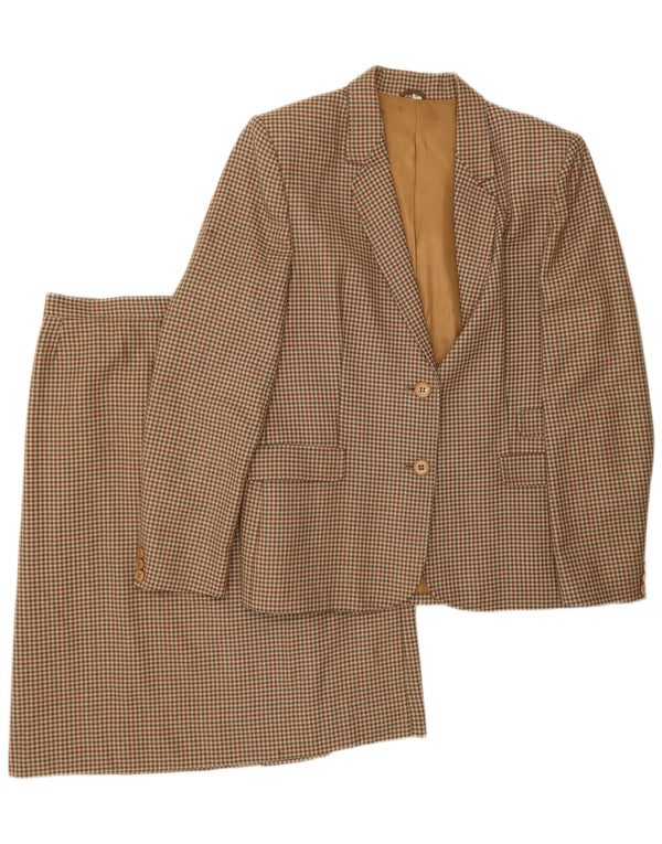 Vintage ženski komplet suknji s 2 gumba IT 48 XL smeđe ptičje zube