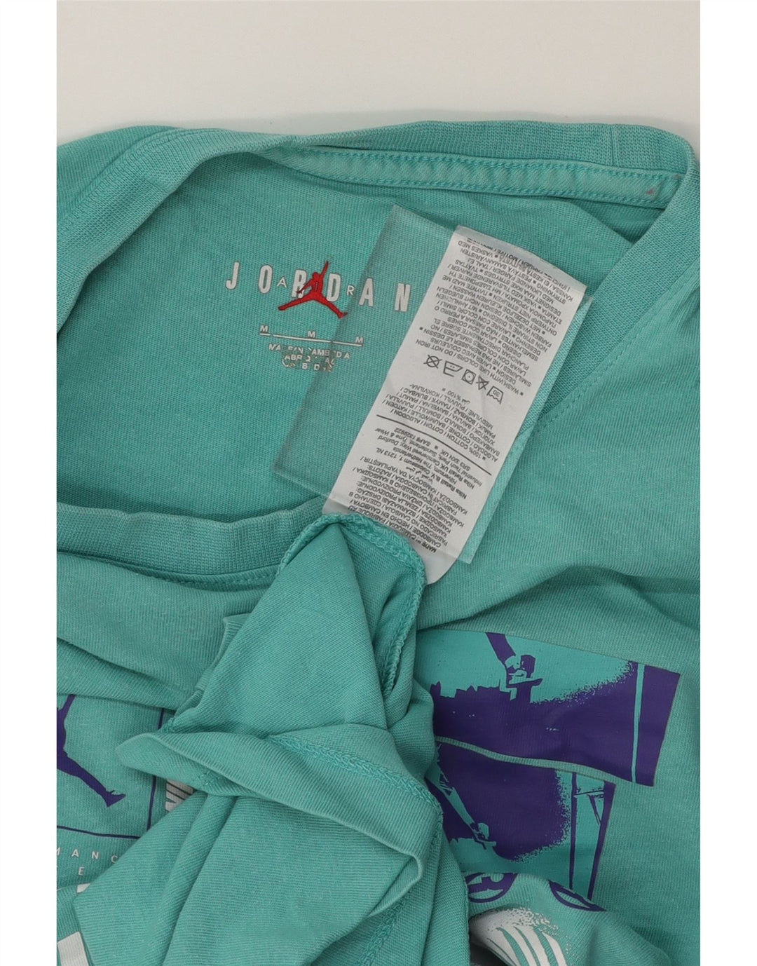 JORDAN Mens Graphic T-Shirt Top Medium Turquoise Cotton Vintage Jordan and Second-Hand Jordan from Messina Hembry 