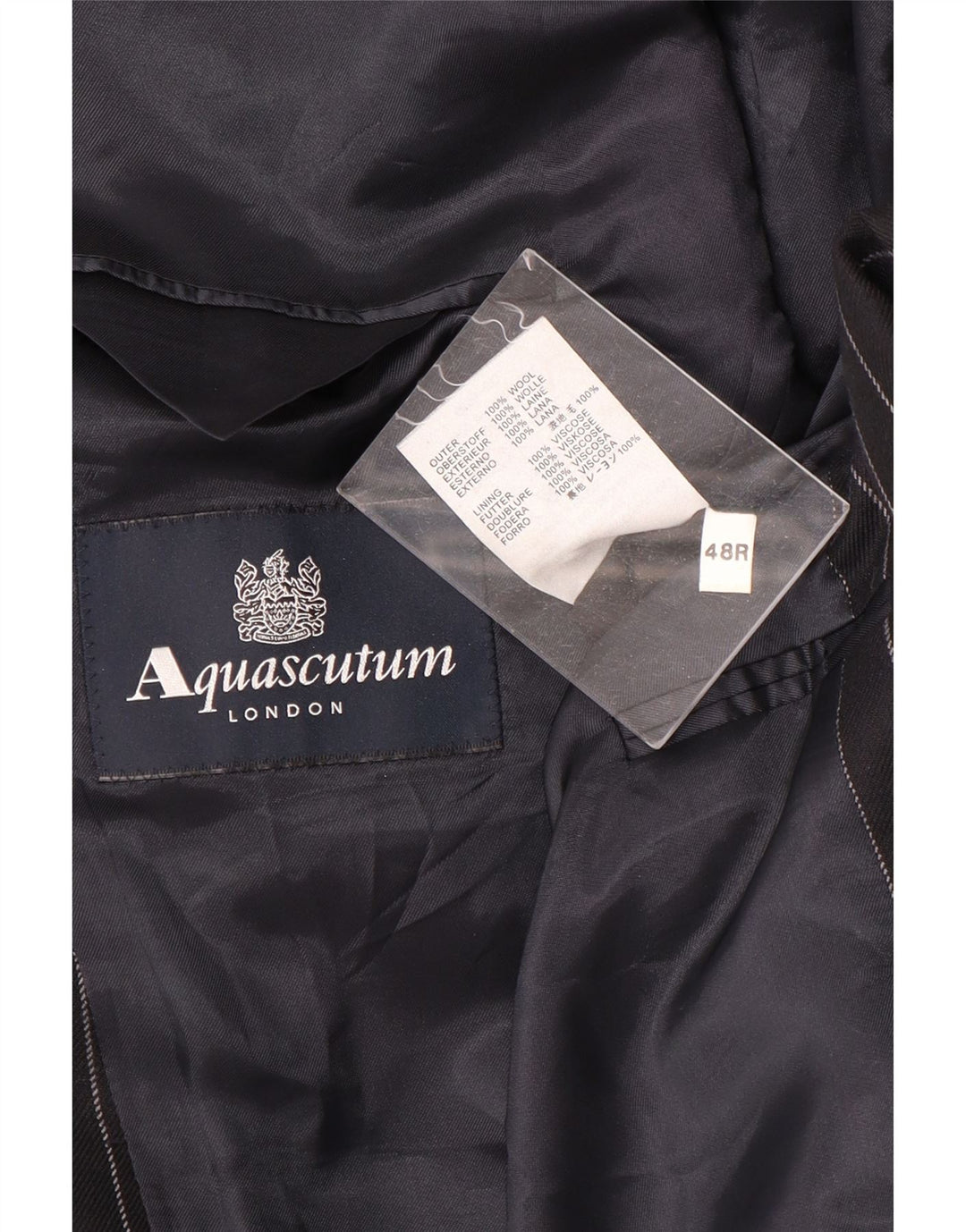 Aquascutum muški sako sa 2 gumba UK 48 3XL mornarsko plava vuna na pruge