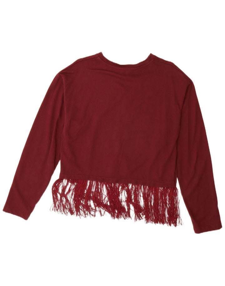 ZARA ženski gornji dio prevelike bluze UK 10 Small Burgundy Pamuk