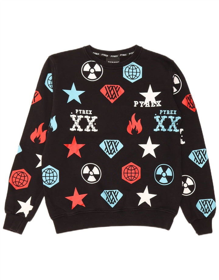 Pyrex Boys Graphic Sweatshirt Džemper 13-14 godina 2XL crni pamuk