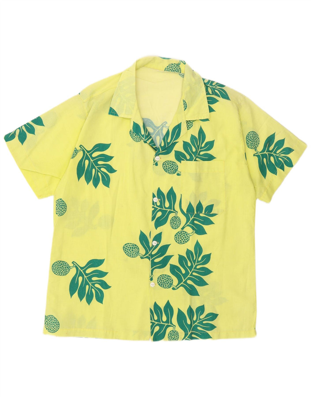 Vintage muška košulja kratkih rukava srednje žute cvjetne boje