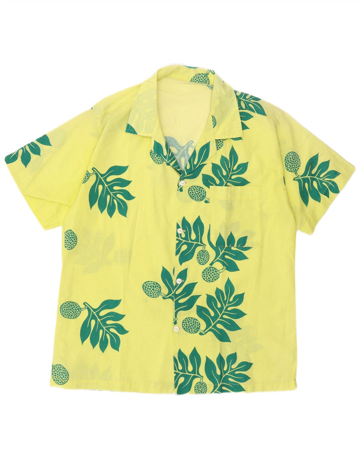 Vintage muška košulja kratkih rukava srednje žute cvjetne boje