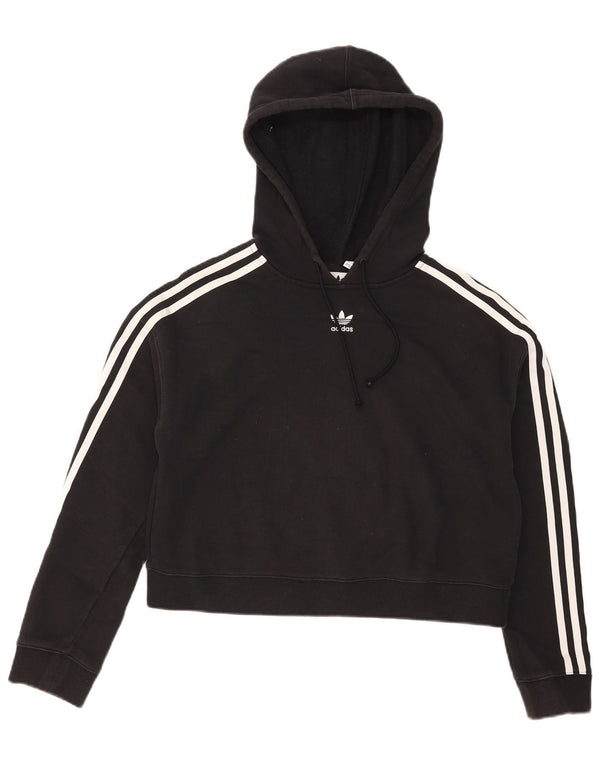 Adidas kratki ženski džemper prekomjerne majice UK 10 Mali crni pamuk