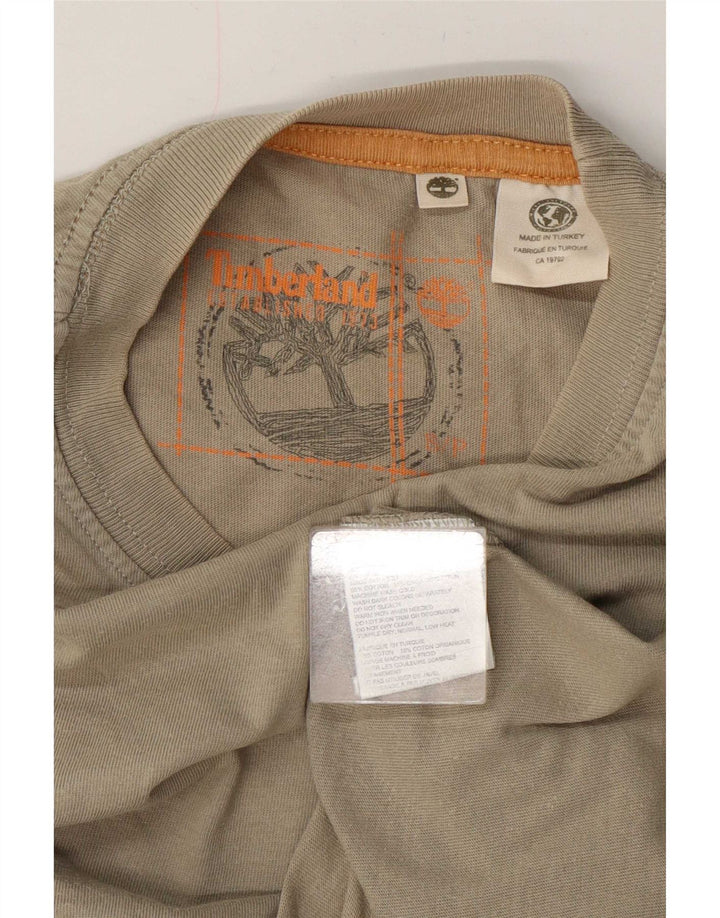 Timberland muška majica s grafičkim motivima, mali kaki pamuk