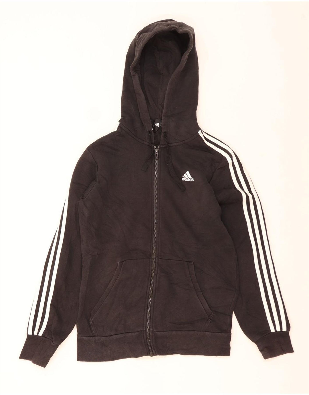 Adidas ženski pulover s kapuljačom s patentnim zatvaračem UK 14 srednje crne boje