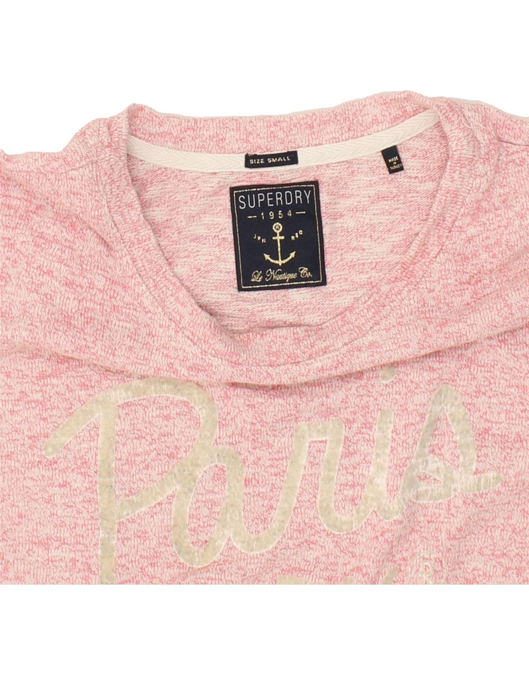 SUPERDRY Womens Oversized Graphic Sweatshirt Jumper UK 10 Small Pink Vintage Superdry and Second-Hand Superdry from Messina Hembry 