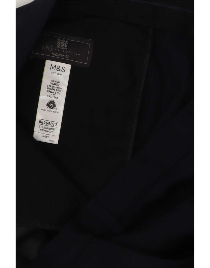 Marks & Spencer muške hlače standardnog kroja W44 L31 tamnoplavi poliester