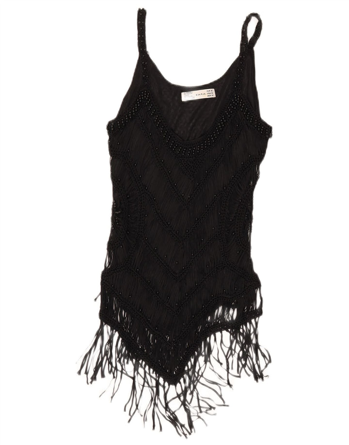 Zara ženski kratki Cami Top UK 12 Srednje crni rajon