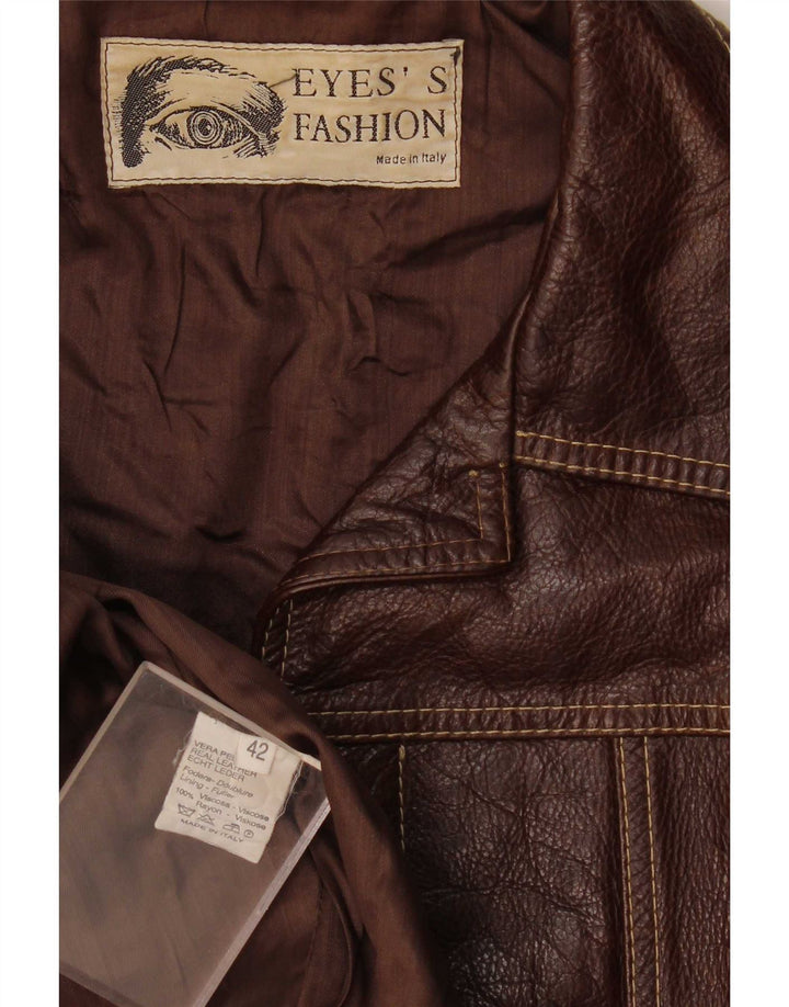 Eyes's Fashion ženska crop kožna jakna IT 42 srednje smeđa