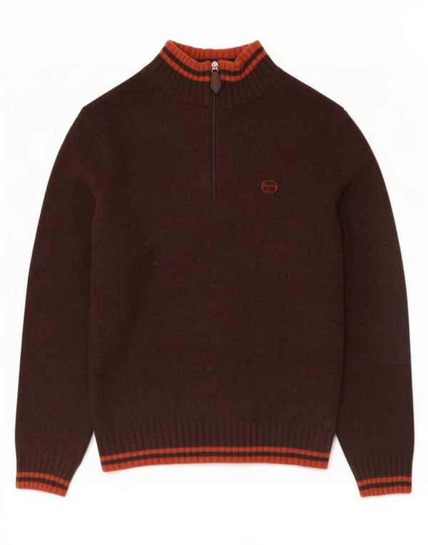 Sergio Tacchini ženski džemper s izrezom s patentnim zatvaračem UK 18 XL Smeđa vunena