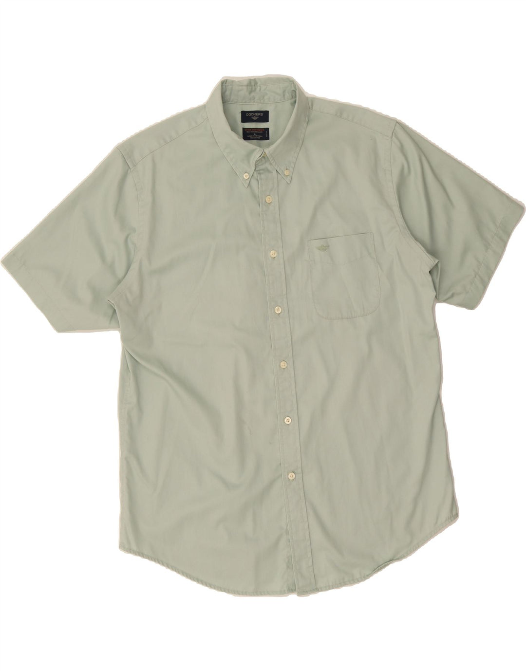 DOCKERS Mens Short Sleeve Shirt Large Green Cotton Vintage Dockers and Second-Hand Dockers from Messina Hembry 