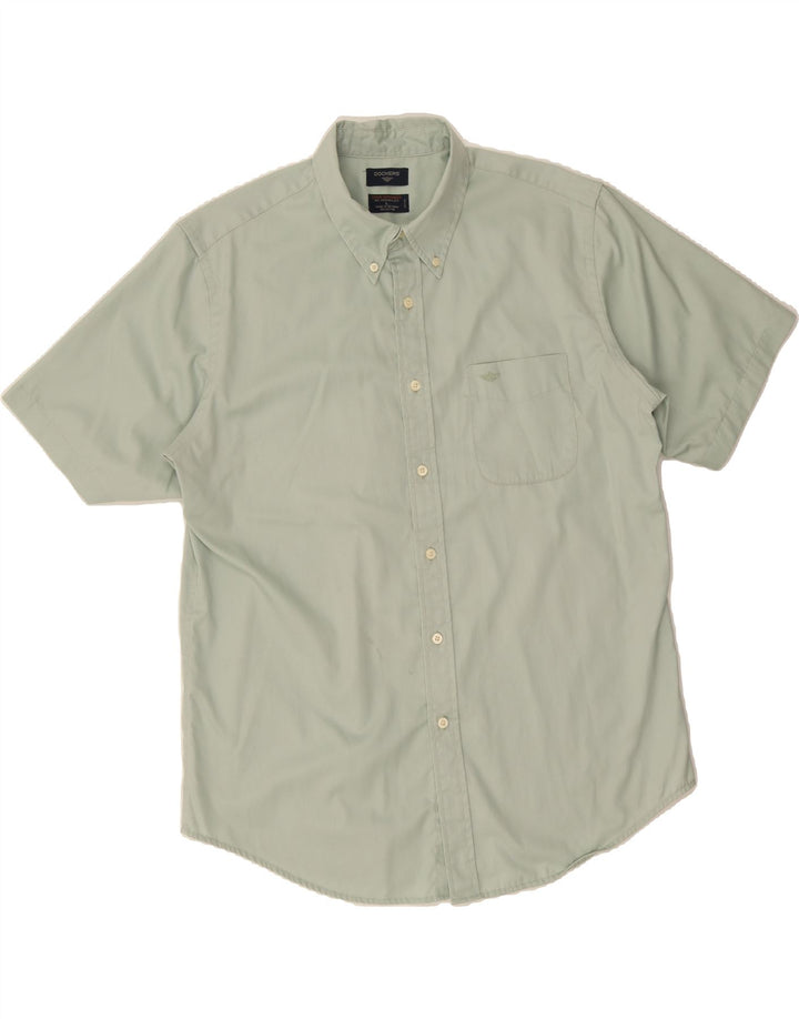DOCKERS Mens Short Sleeve Shirt Large Green Cotton Vintage Dockers and Second-Hand Dockers from Messina Hembry 