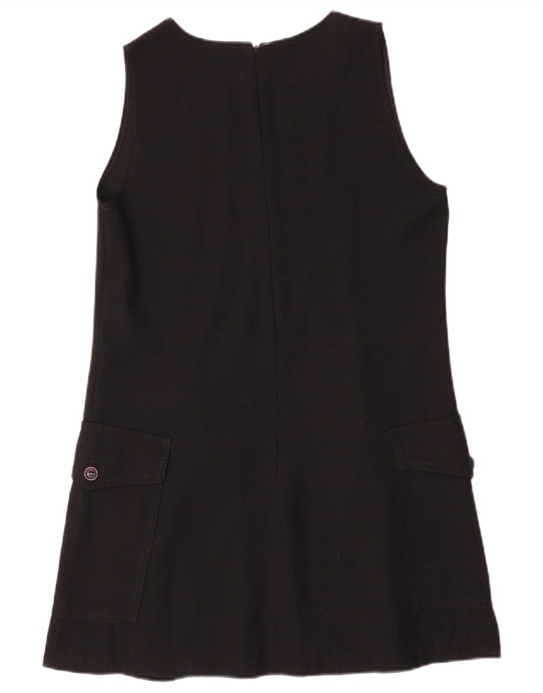 Vintage ženska haljina A-kroja bez rukava UK 12 Srednja crna vuna