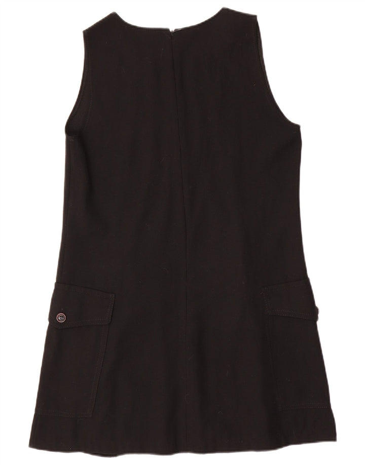 Vintage ženska haljina A-kroja bez rukava UK 12 Srednja crna vuna