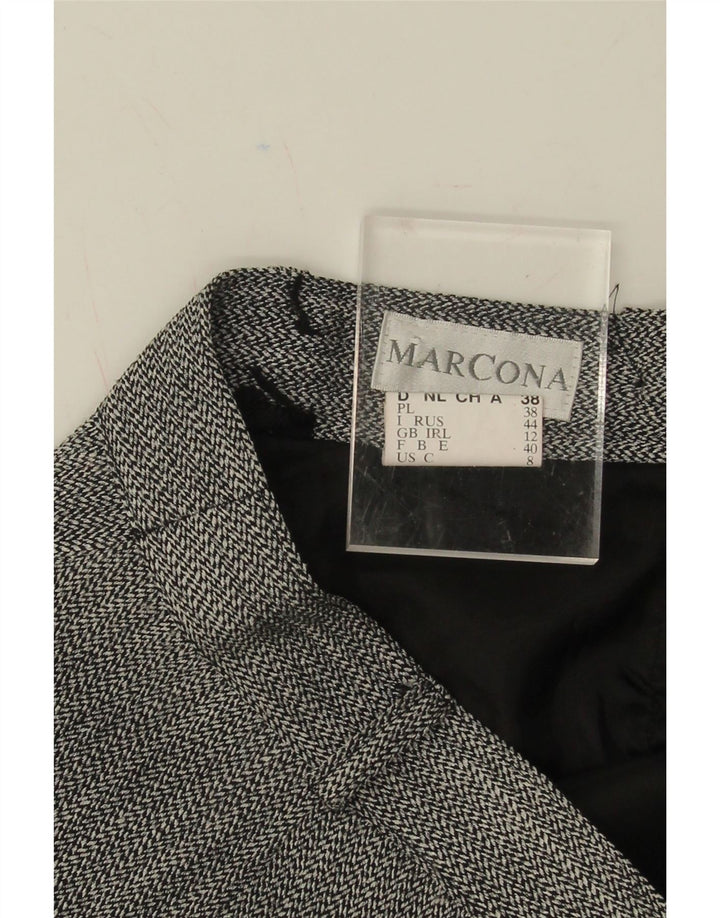 MARCONA Womens Trumpet Skirt UK 12 Medium W30 Grey Herringbone Polyester Vintage Marcona and Second-Hand Marcona from Messina Hembry 