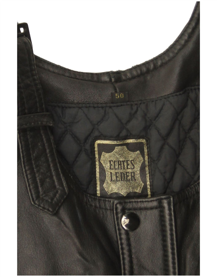 VINTAGE ženski kožni kombinezon bez rukava UK 12 Srednja crna koža