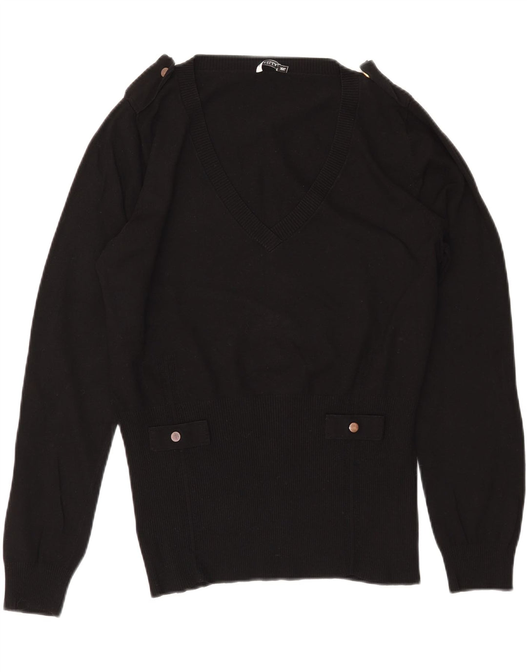 MARELLA Ženski vojni džemper s V-izrezom UK 20 2XL crna viskoza