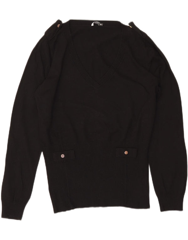 MARELLA Ženski vojni džemper s V-izrezom UK 20 2XL crna viskoza