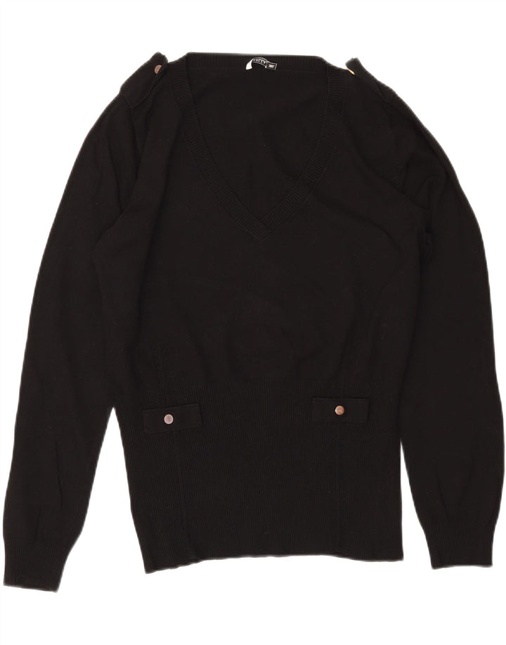 MARELLA Ženski vojni džemper s V-izrezom UK 20 2XL crna viskoza