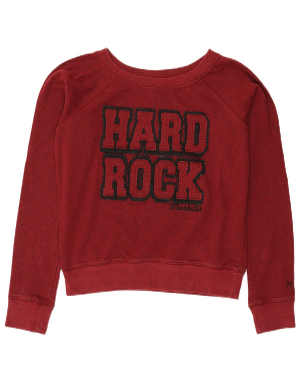 Hard Rock Cafe Ženska kratkotrajna majica Marbella UK 10 Mala bordo