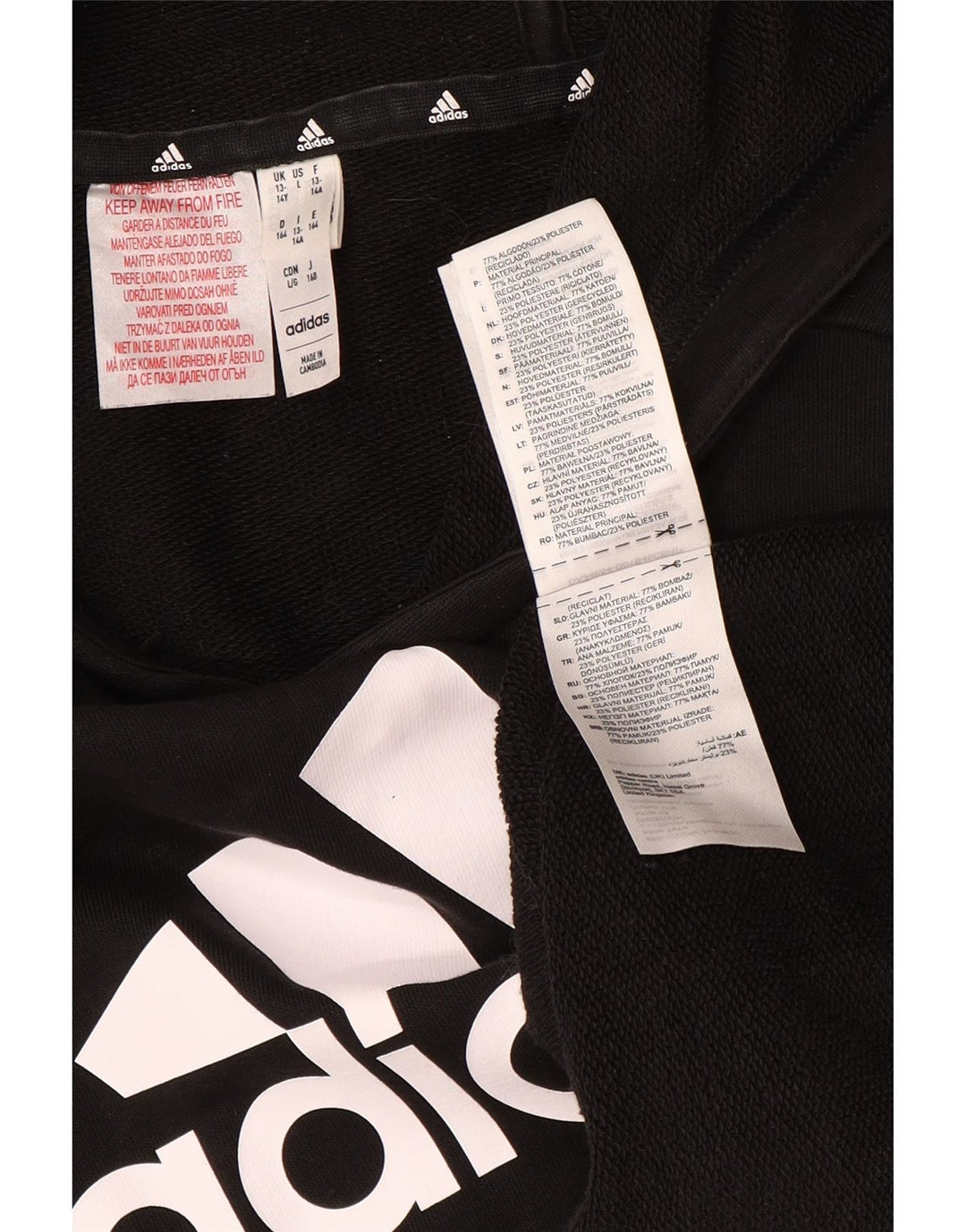 ADIDAS majica s kapuljačom za dječake, 13-14 godina, crni pamuk