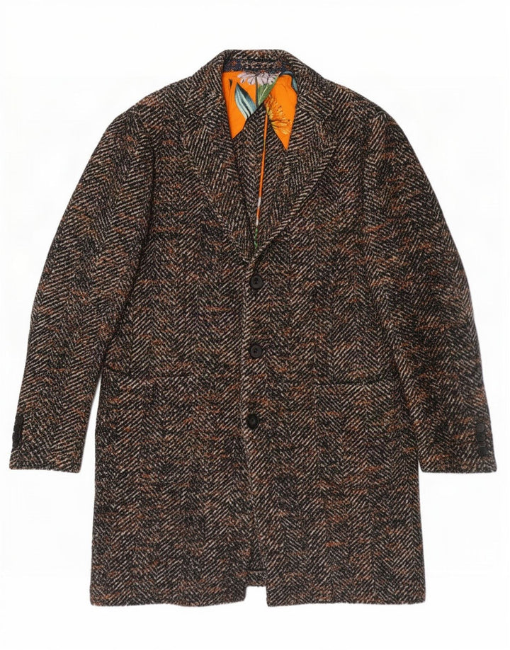 Etro muški kaput IT 52 XL klasičan smeđi vuneni riblja kost
