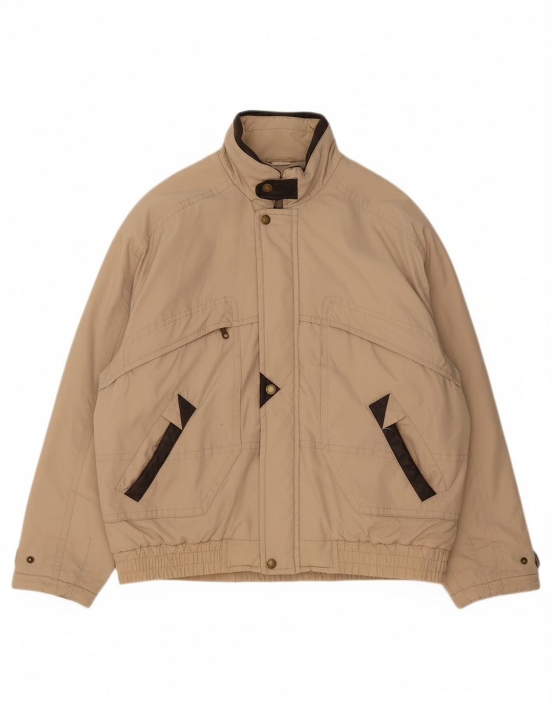 VINTAGE Mens Bomber Jacket UK 42 XL Beige Polyester