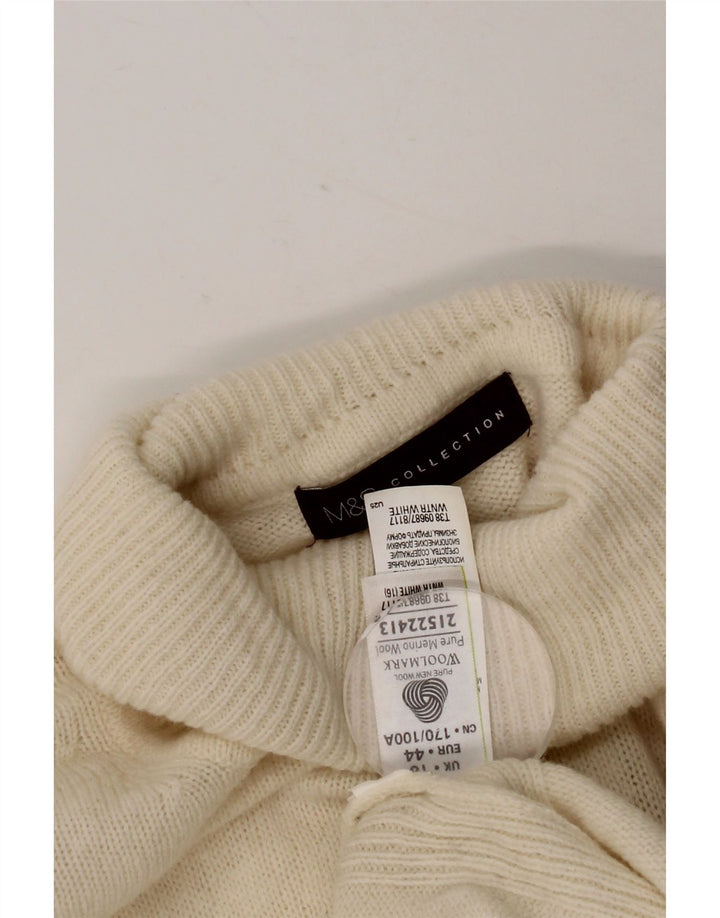 Marks & Spencer ženski pulover s rol izrezom UK 16 Velika bijela vunena
