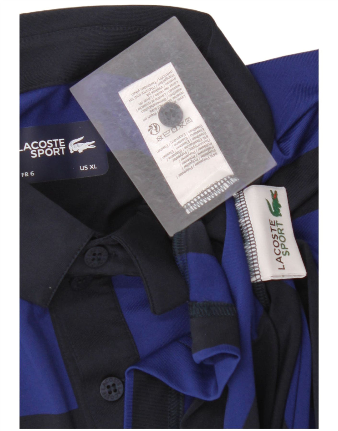 LACOSTE muška polo majica veličina 6 XL tamnoplavi poliester na pruge