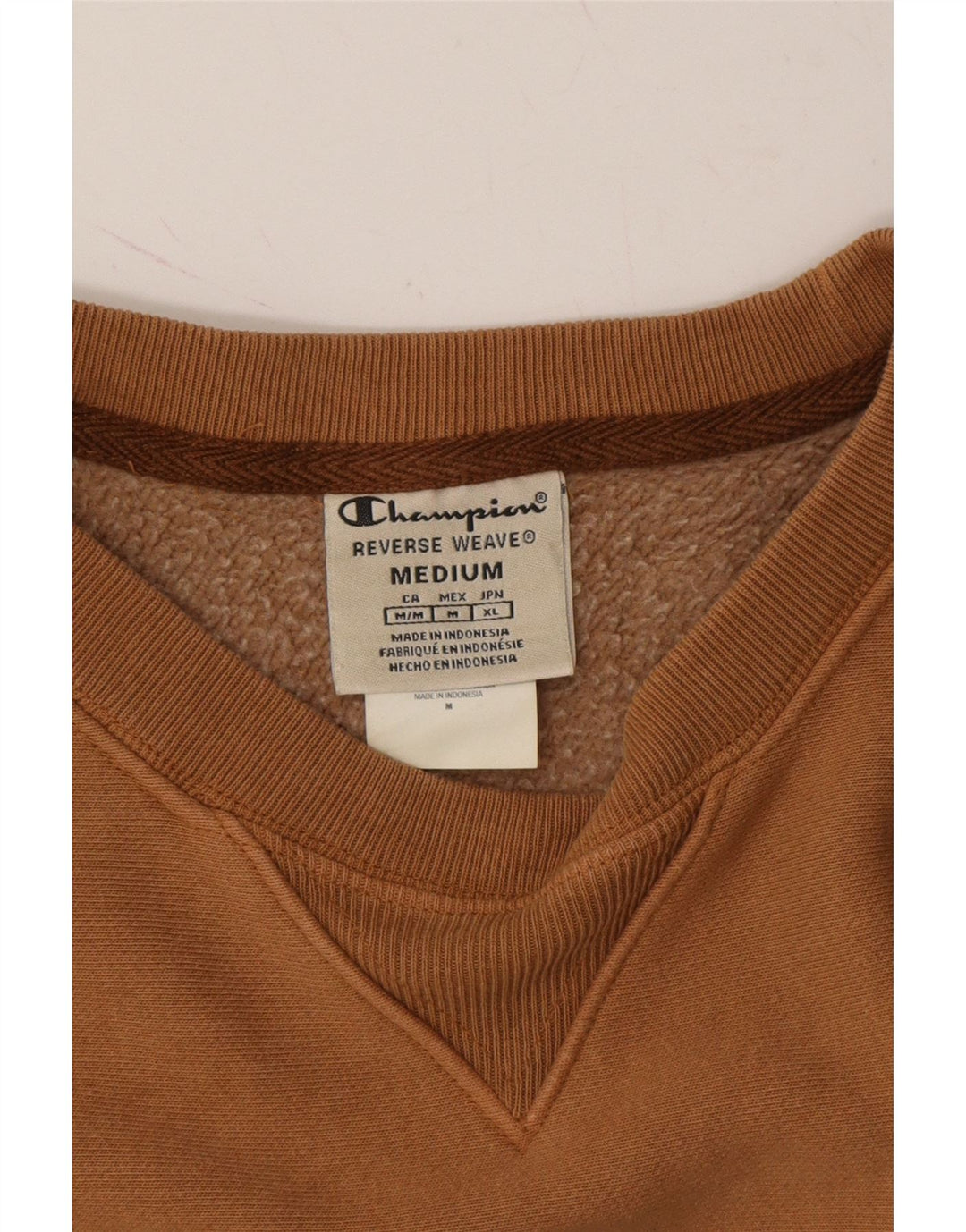 CHAMPION Womens Reverse Weave Graphic Sweatshirt Jumper UK 14 Medium Brown Vintage Champion and Second-Hand Champion from Messina Hembry 