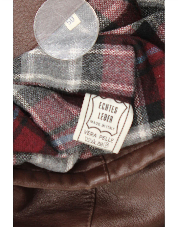 Vintage muška kožna jakna s remenom EU 50 velika smeđa koža