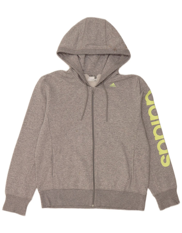 ADIDAS ženski džemper s kapuljačom Climalite Graphic Zip UK 16/18 veliki sivi