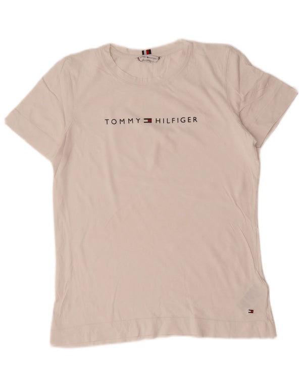 Tommy Hilfiger Ženska grafička majica kratkih rukava UK 14 Srednje bijeli pamuk