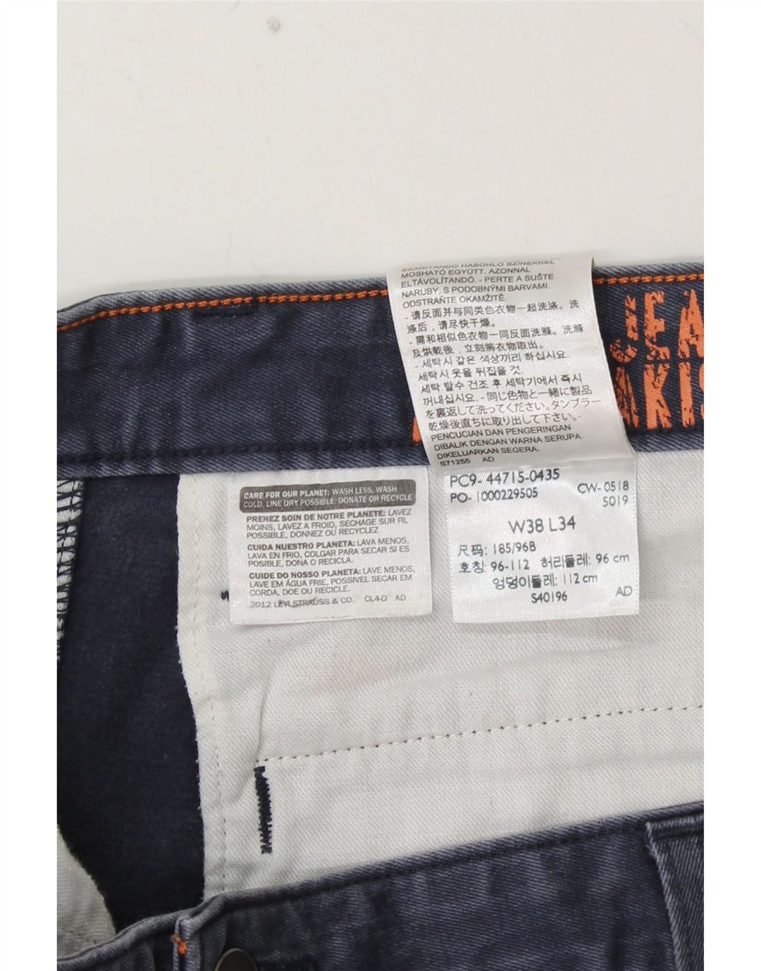 DOCKERS Ravne muške chino hlače W38 L30 tamnoplavi pamuk