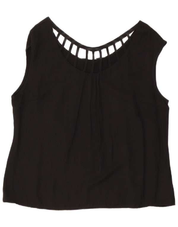 LAURA ASHLEY Ženska majica bez rukava UK 18 XL crna viskoza