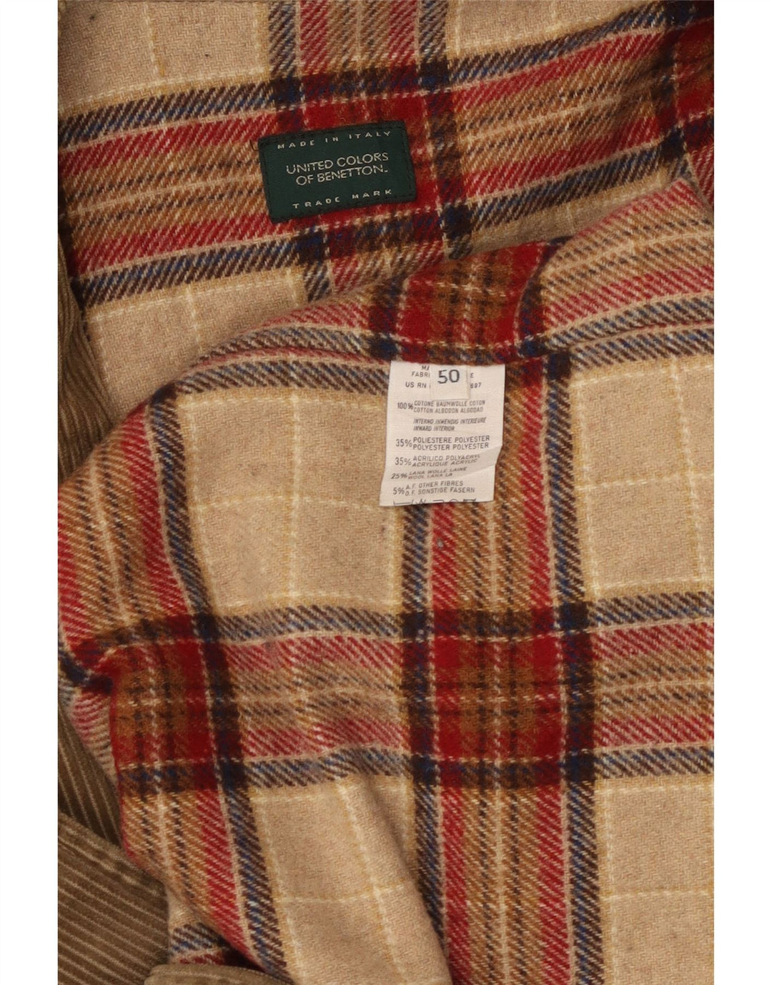 BENETTON Muška jakna od samta IT 50 Large Beige Cotton