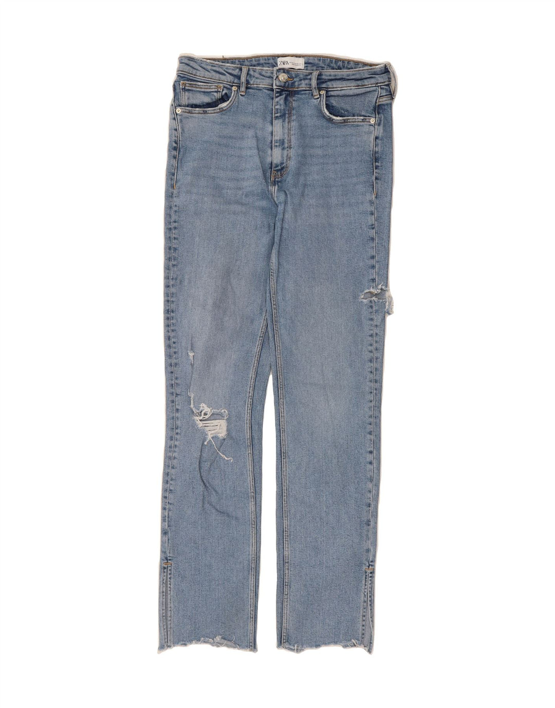 ZARA Womens Distressed Straight Jeans EU 42 Large W32 L30 Blue Vintage Zara and Second-Hand Zara from Messina Hembry 