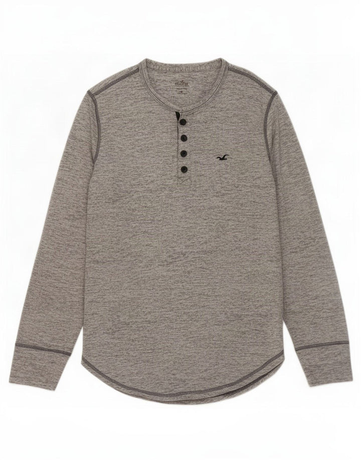 Hollister muška majica dugih rukava, mali sivi flekasti pamuk