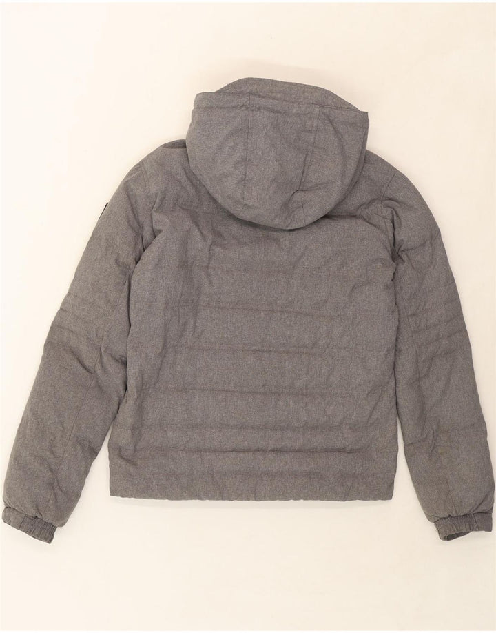 BOMBOOGIE Mens Hooded Padded Jacket UK 38 Medium Grey Nylon Vintage Bomboogie and Second-Hand Bomboogie from Messina Hembry 