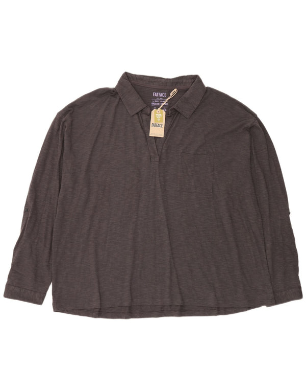 Fat Face ženska polo majica dugih rukava UK 24 4XL sivi flekasti pamuk