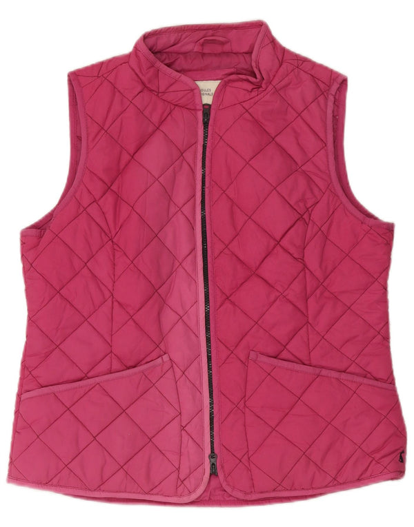 JOULES Womens Quilted Gilet UK 14 Large Pink Polyester