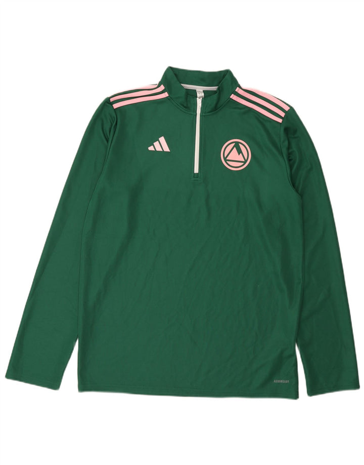 Adidas muška trenirka Aeroready zip izrez, veliki zeleni poliester