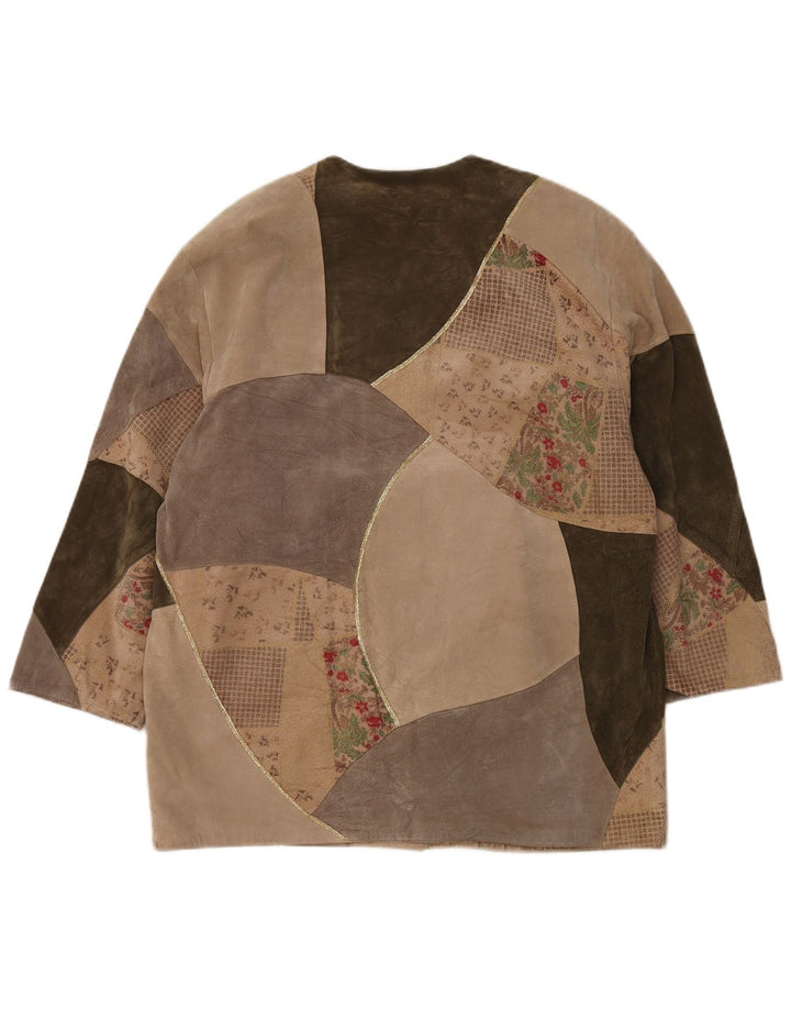 Fair Lady ženski preveliki kaput UK 16 velika bež patchwork koža