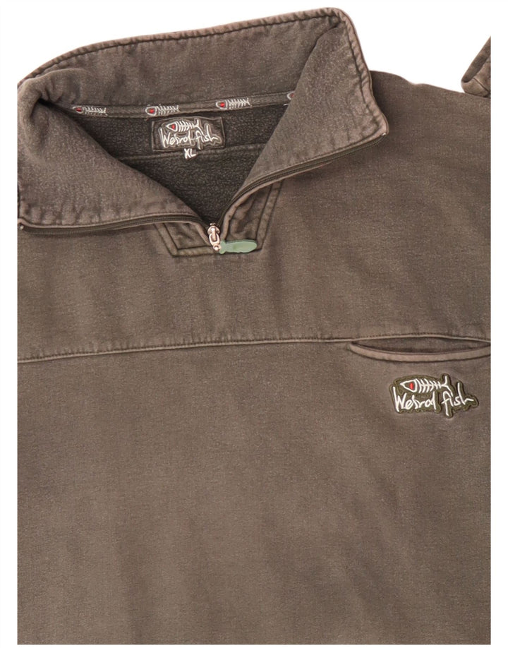 WEIRD FISH Muška majica s izrezom s patentnim zatvaračem XL, sivi pamuk