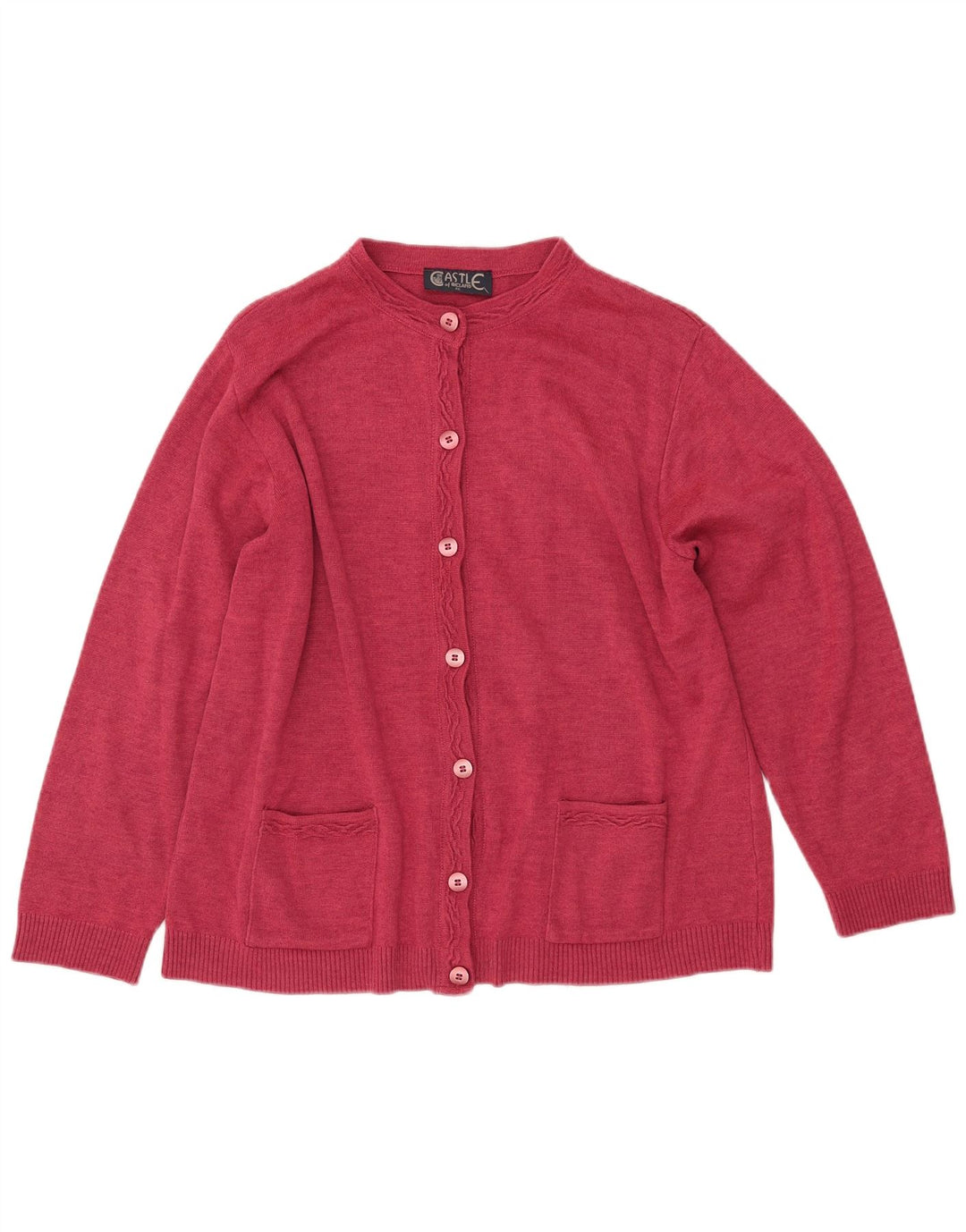 CASTLE OF IRELAND Ženski kardigan džemper UK 16 Veliki ružičasti vuneni