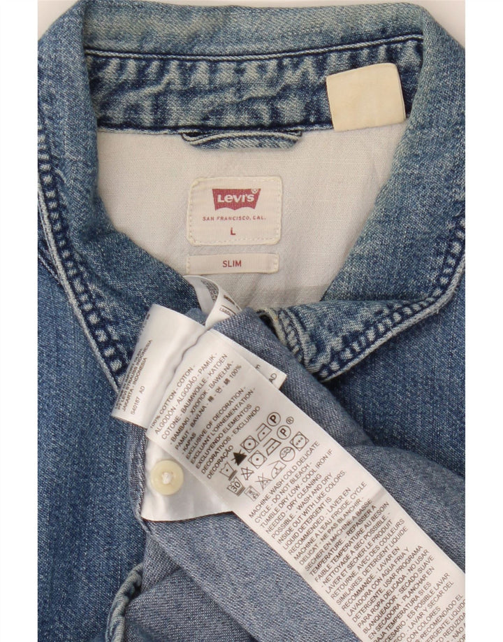 Levi's muška tanka traper košulja UK 40 Large Blue Pamuk